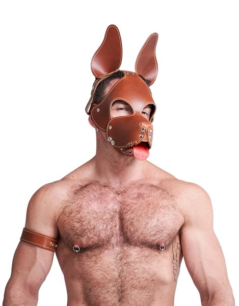 Leren Shaggy Hondenkap Gestikt - Bruin Leren Shaggy Hondenkap Gestikt - Bruin