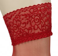 Voorbeeld: Glimmende nylon hold-up kousen in rood