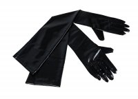 Voorbeeld: Zwarte extra lange wetlook handschoenen
