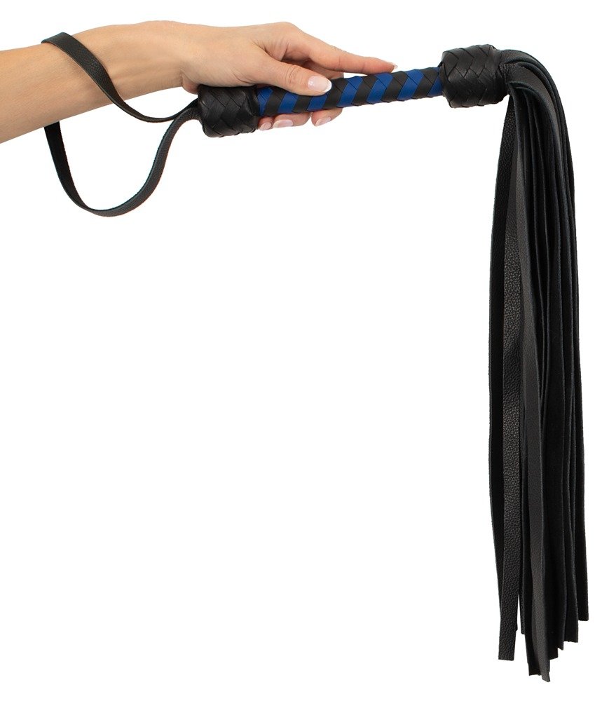 Lederen flogger zwart/royaal Lederen flogger zwart/royaal