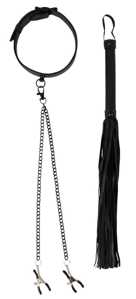 Nekmanchet met nipple clamps bondage set Nekmanchet met nipple clamps bondage set
