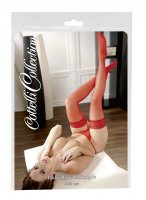 Voorbeeld: Glimmende nylon hold-up kousen in rood
