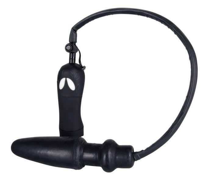 Zwarte Opblaasbare Vibro-Analplug
