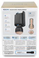 Voorbeeld: Keon Masturbator – Verpackungsseite mit Funktionsübersicht