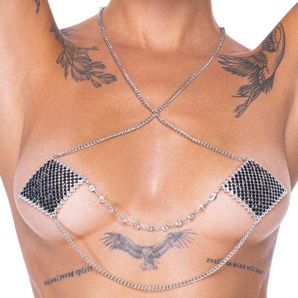 Zilveren tepelsieraden met halsketting