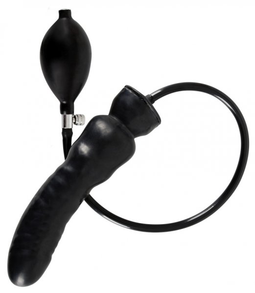 Zwarte Latex Opblaasbare Dildo