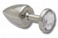 Voorbeeld: Buttplug 30 mm aus Edelstahl Kristall weiß