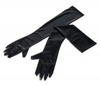 Voorbeeld: Zwarte extra lange wetlook handschoenen